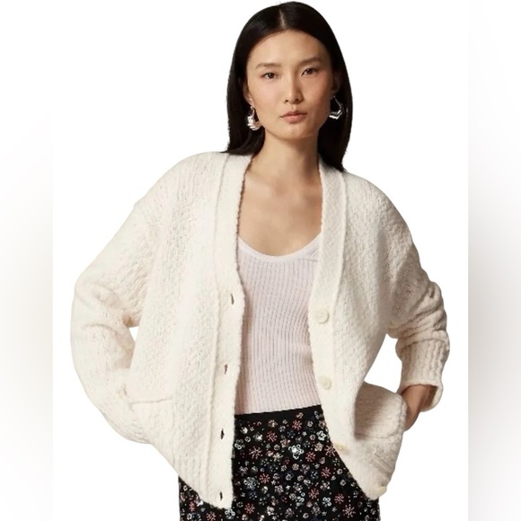 J. Crew Sweaters - J. CREW ivory Relaxed Cardigan in Textured Yarn oversized boxy fit NWOT - Large
